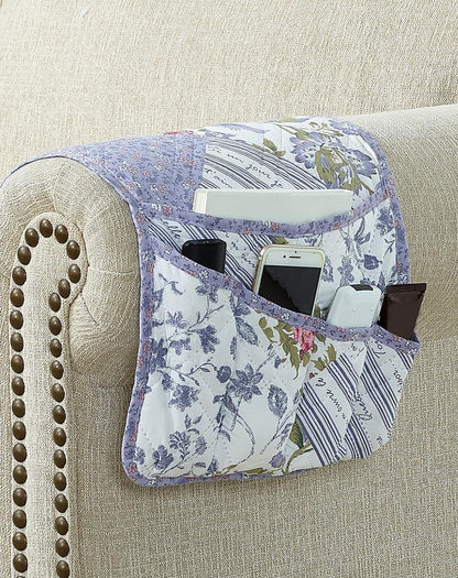 Brilliant Sunshine Burgundy Toile Floral Couch Armrest Cover, 35"×13" | Washable Magazine Holder, Armrest Organizer & Caddy on Sofa, Recliner, Armchair, Storage for Remote Controls, Phone, iPad