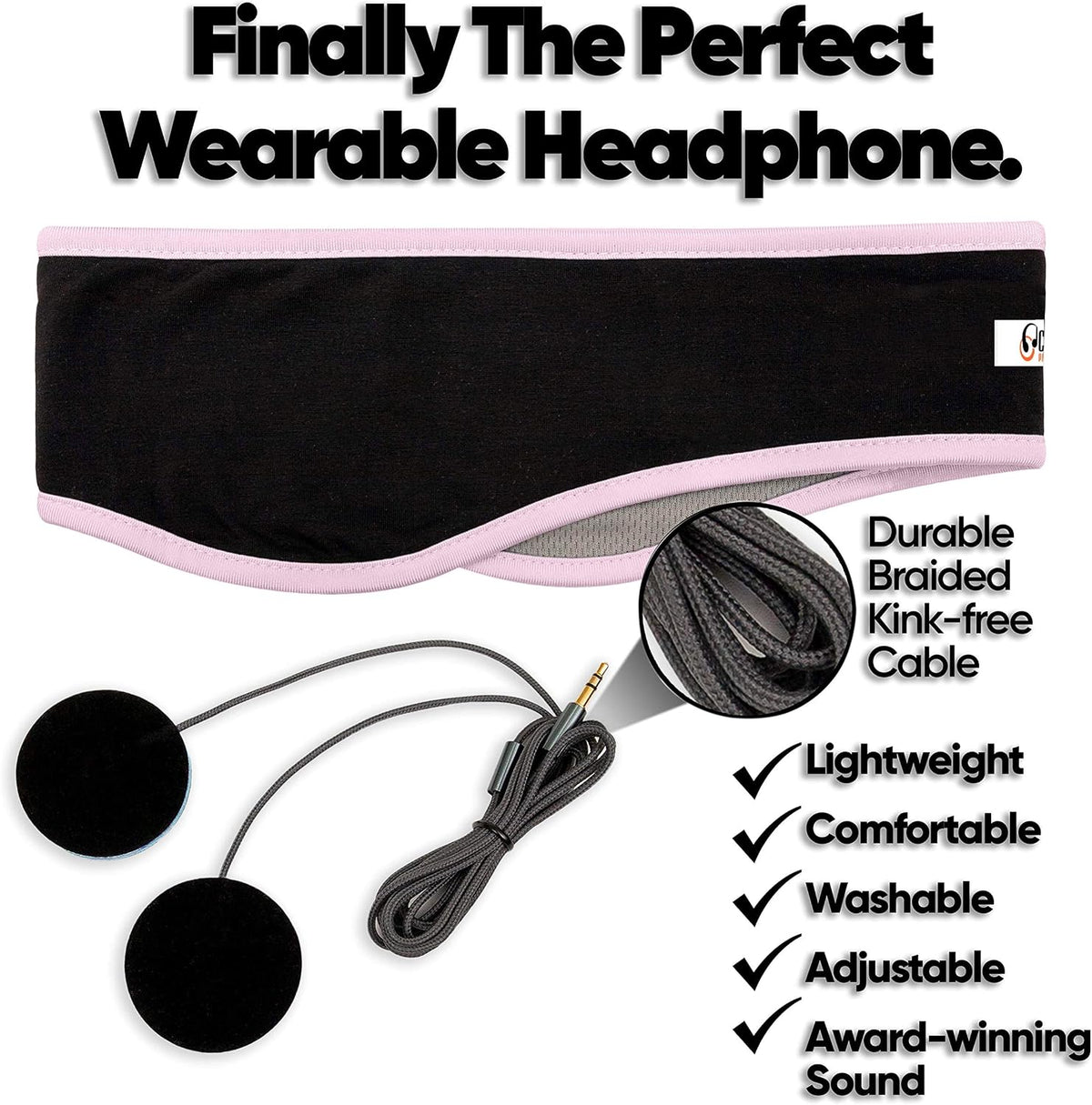 CozyPhones Sleep Headphones - Over Ear Headphones from Ultra Thin Cool Mesh Wired for Side Sleepers, Meditation, Running, Laptop, and Phone - White
