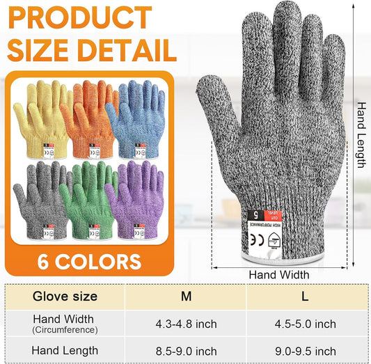 12 Pairs Cut Resistant Gloves Level 5 Protection Safety Cutting Kitchen Cuts Gloves for Chefs Garden