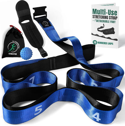 Stretch Strap with Loops Physical Therapy - Full Body Exercise Straps for Stretching with Detachable Foot - Leg & Calf Stretcher for Plantar Fasciitis, Physical Therapy, Pain Relief, and Flexibility