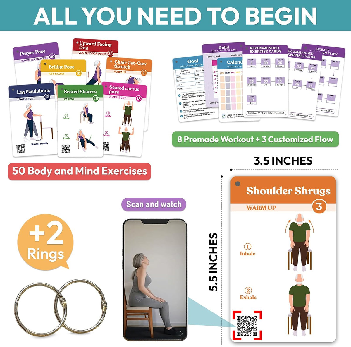 POCAZONE Chair Yoga Book for Seniors Over 60, 30-Day Exercise & Video Guide