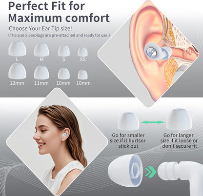 Ear Plugs for Sleeping Noise Cancelling Reusable Silicon Ear Plugs for Noise Reduction & Snoring, Concerts, Sider Sleepers Airplane Earplugs with 8 Ear Tips and Small Box Silicone Earplugs (Black)