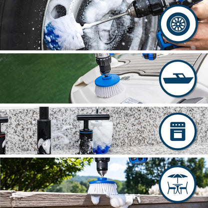 Multi-Purpose Drill Brush Attachment, Showers, Tubs, Carpet, Tile, Grout, Medium Bristle for Ultimate Cleaning Power