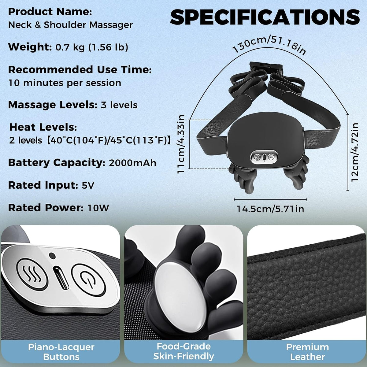 Neck Shoulder Massager with Heat, 4D Bionic Kneading Deep Tissue Relief