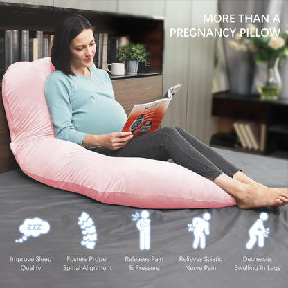 MOON PARK Pregnancy Pillows for Sleeping - 57 Inch U Shaped Full Body Maternity Pillow with Removable Cover - Support for Back, Legs, Belly, Hips - Pregnancy Pillow for Women - Grey