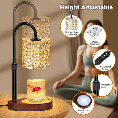 ZENLEA Candle Warmer Lamp with Timer, Candle Lamp with Dimmer, Wax Warmer Height Adjustable for Home Decor, Wax Melt Warmer for Scented Candles