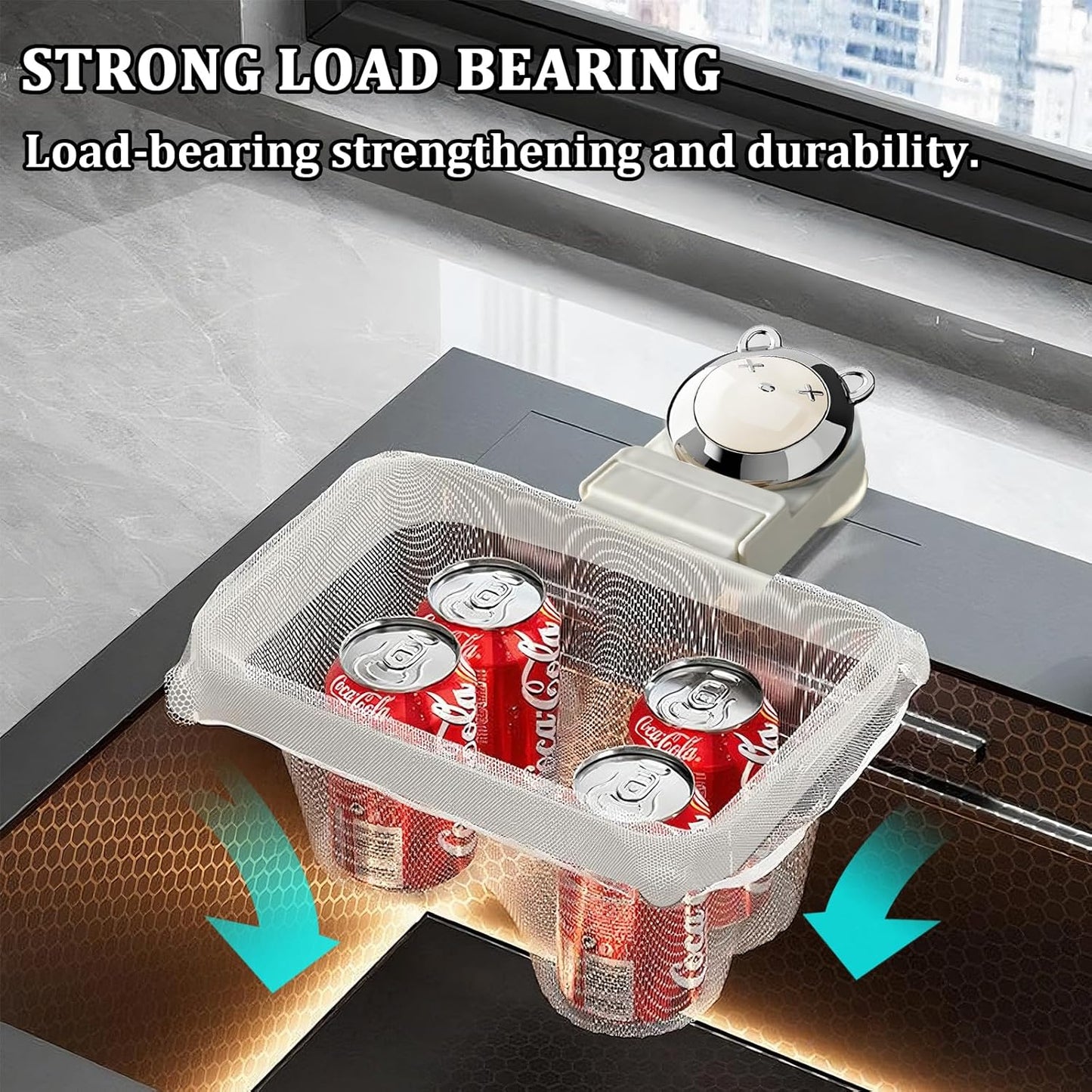 Kitchen Sink Strainer with Filter Mesh Bag, Food Waste Filter Basket, Suction Cup Folding Washing Vegetables and Fruits Drying Bag Holder