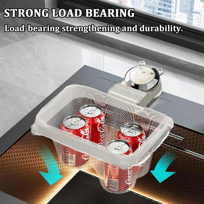 Kitchen Sink Strainer with Filter Mesh Bag, Food Waste Filter Basket, Suction Cup Folding Washing Vegetables and Fruits Drying Bag Holder
