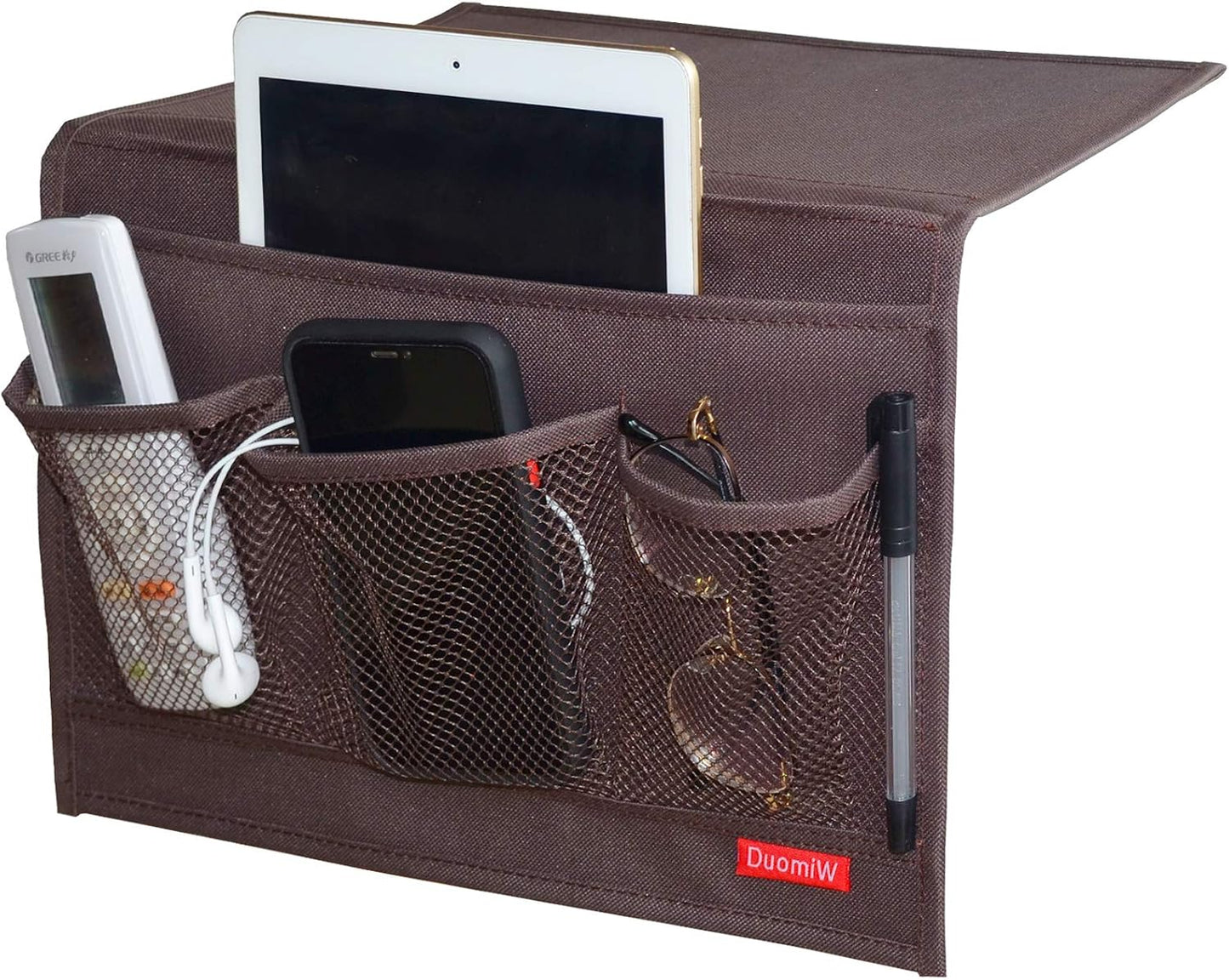 Bedside Storage Organizer, Bedside Caddy, Table Cabinet Storage Organizer, TV Remote Control, Phones, Magazines, Tablets, Accessories, Grey
