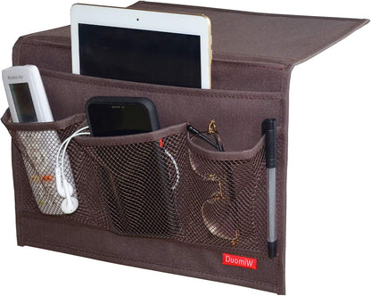 Bedside Storage Organizer, Bedside Caddy, Table Cabinet Storage Organizer, TV Remote Control, Phones, Magazines, Tablets, Accessories, Grey