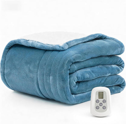 Heated Blanket Electric Throw Blanket with Built-in Button Controller 50"x60" One-Touch Ultra Cozy Soft Warm Heating Electric Blanket with 4 Heat Levels & 4 Hours Auto-Off Overheat Protection