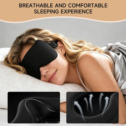 3D Blackout Sleep Mask, Memory Foam Eye Cover for Travel | Zero pressure 3D contoured design with adjustable strap. Perfect for side sleepers, travel, and lash extensions.