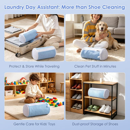 2-Pack Shoe Washing Machine Bags for Sneakers & Delicate Shoes, White | 3X Fade-resistant Fabric and 20,000+ Dense Fibers Lift Dirt, Protect Shoes and Reduce Scrubbing, Washer / Dryer Safe