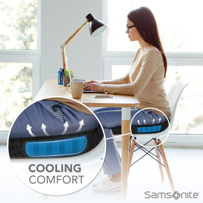 Samsonite Memory Foam Seat Cushion – Ergonomic Cushion for Office Chair, Tailbone Pressure Pad, Coccyx Support for Sciatica, Supportive Seat for Car, Desk, and Gaming Chairs, Black