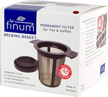 Finum Reusable Stainless Steel Coffee and Tea Infusing Mesh Brewing Basket, Large, Black