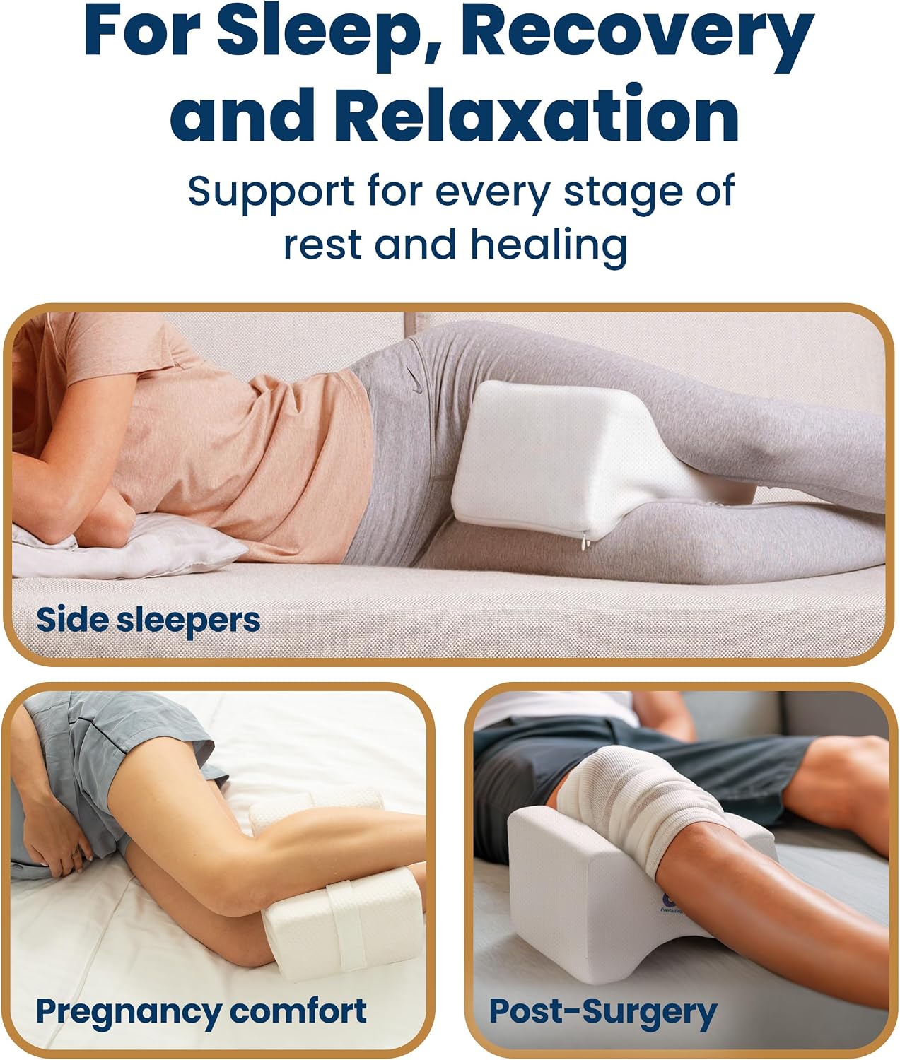Everlasting Comfort Memory Foam Knee Pillow for Side Sleepers – Sciatica Pain Relief Pillow, Removable Strap Support – Leg Pillows for Sleeping Alignment, Knees, Back & Hip Cushion