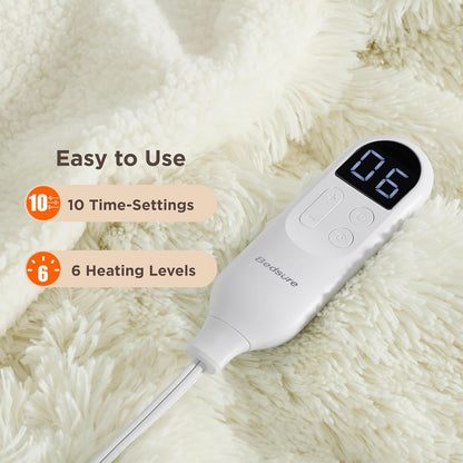 Bedsure Heated Blanket Throw Blanket with Preheat Function - Fast Heating Electric Blanket, Soft Flannel Throw with 6 Time Settings(Up to 10H), 6 Heating Settings, Gifts for Grandma (50"x60", Grey)