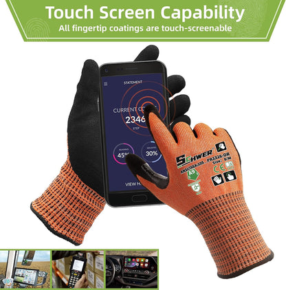 Schwer ProGuard High Level Cut Resistant Work Gloves for Extreme Protection, ANSI A9 Cut Gloves with Reinforced Thumb, Non Slip, Breathable, Durable, Touch-screen, Black 1 Pair（L 3326