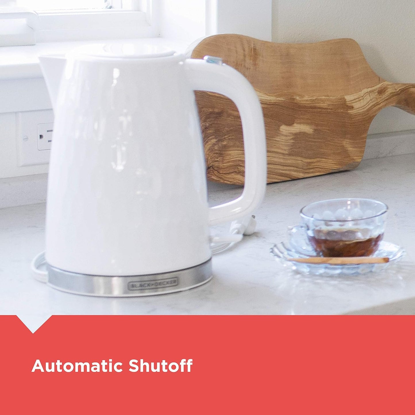BLACK+DECKER 1.7L Cordless Electric Kettle, White