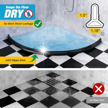 67" White Shower Threshold Water Dam Barrier, 1.5" Tall Water Stopper Strip | Flexible 1.5-inch-tall door seal helps contain splashes, block leaks and keep bathroom floors dry around walk-in showers