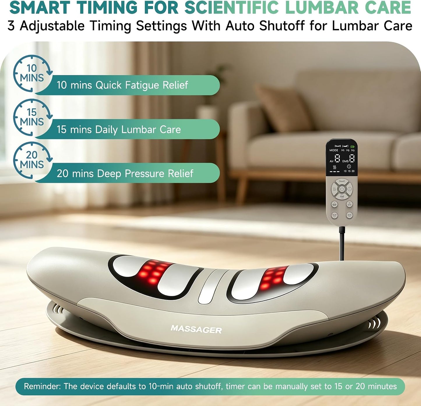 4in1 Electric Lumbar Traction Device, Back Massager for Muscle Pain Relief | 3-Level Heat, 8-Mode Electrotherapy, Vibration, Dynamic Airbag Traction, Auto Shut-Off, Home & Office Use, Muscle Relaxation