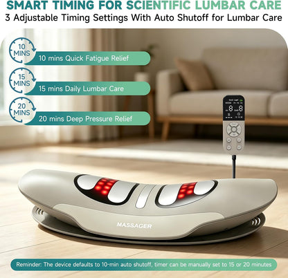 4in1 Electric Lumbar Traction Device, Back Massager for Muscle Pain Relief | 3-Level Heat, 8-Mode Electrotherapy, Vibration, Dynamic Airbag Traction, Auto Shut-Off, Home & Office Use, Muscle Relaxation