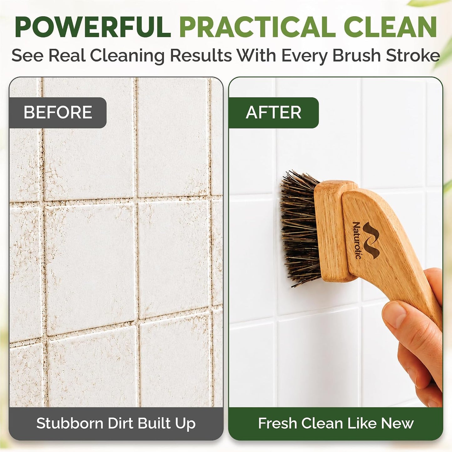 All-Natural Grout Brush Set | Wooden Cleaning Brush for Tile and Floor | Durable Floor Scrubber for Bathroom and Kitchen | Eco-Friendly Household Cleaning Tools