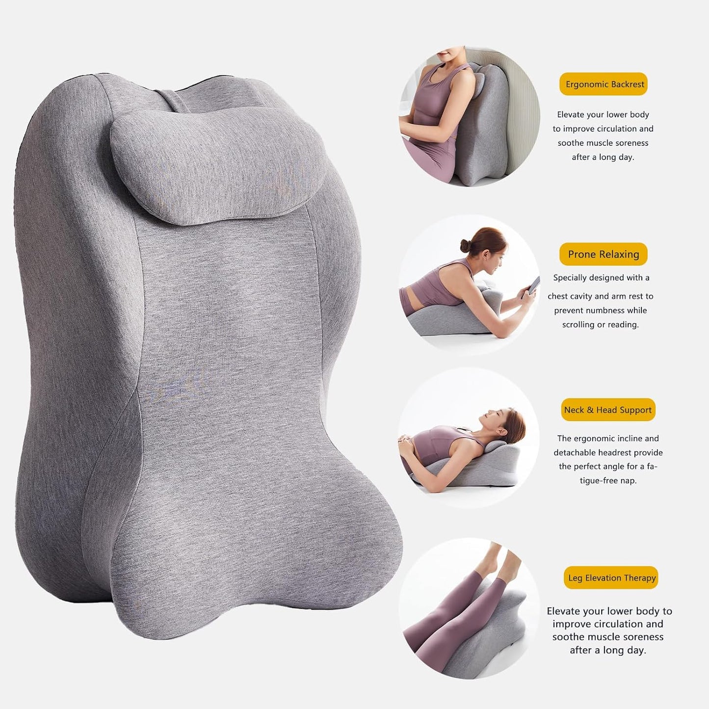 StarAneer Reading Pillow for Sitting in Bed Adult,Back for Bed Sitting Up, Pillow,Backrest Back Support Chair Pillow, College Dorm Essentials for Girls and Boys, Velvet Beige L