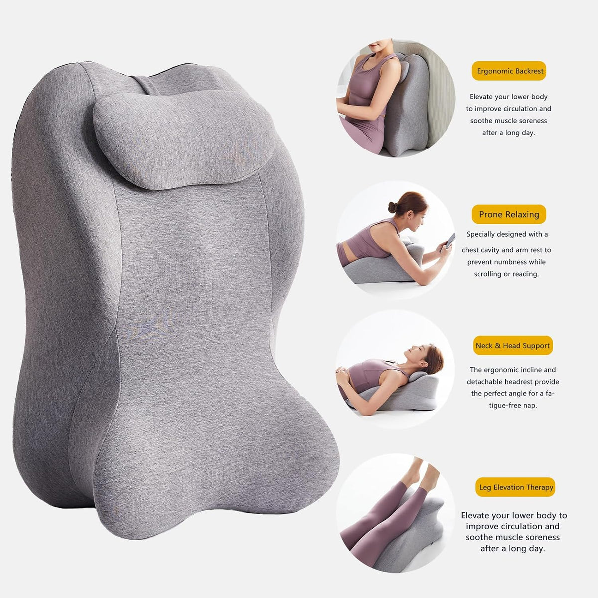 StarAneer Reading Pillow for Sitting in Bed Adult,Back for Bed Sitting Up, Pillow,Backrest Back Support Chair Pillow, College Dorm Essentials for Girls and Boys, Velvet Beige L
