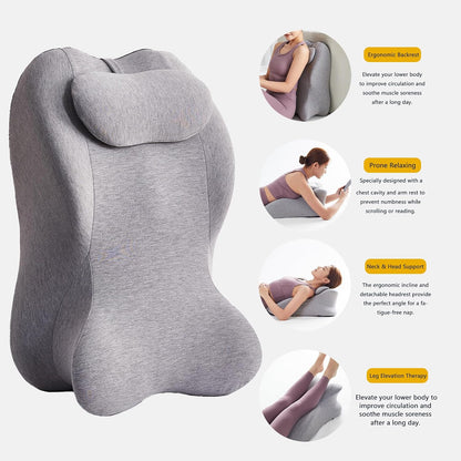 StarAneer Reading Pillow for Sitting in Bed Adult,Back for Bed Sitting Up, Pillow,Backrest Back Support Chair Pillow, College Dorm Essentials for Girls and Boys, Velvet Beige L