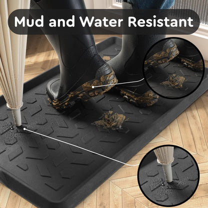 tchdio Durable Rubber Boot Tray and Shoe Mat for Entryway - Heavy Duty Waterproof Shoe Tray Organizer, Non Slip Boot Trays for Front Door, Entryway Muddy Shoes Storage, 16x27.5 Inches