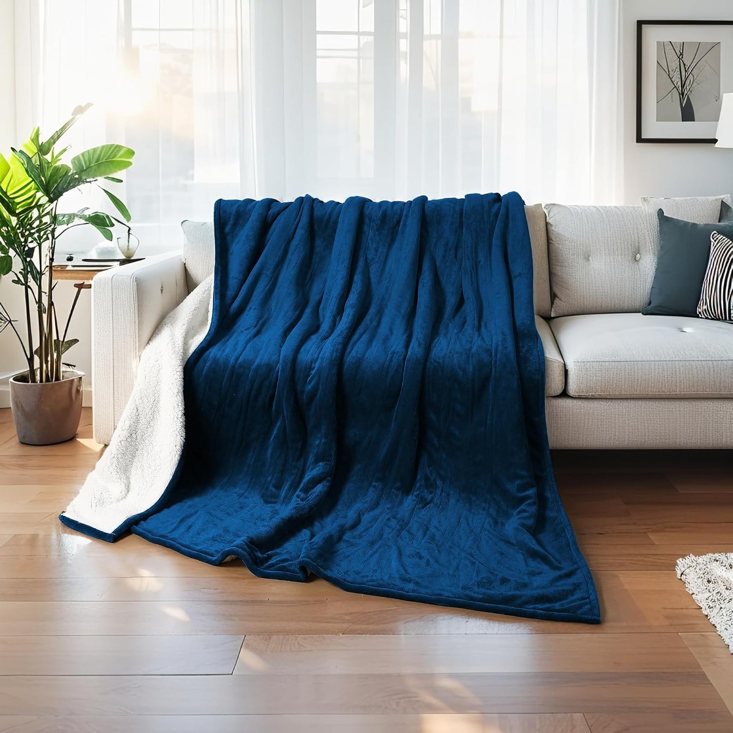 Electric Heated Blanket Full Size 72"x84" – Light Gray | ETL for Safe Overnight, 4 Heat Settings & 10H Auto Off, Dual-Sided Microplush Sherpa for Home Night, Machine washable