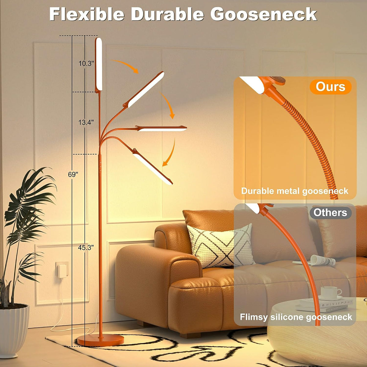 Yikuneng Dimmable LED Floor Lamp, Super Bright Reading Lamps Floor Standing lamp with Remote & Touch Control, Stepless Dimming & 2700K-6500K Color Temperature, for Living Room Bedroom Office, Black