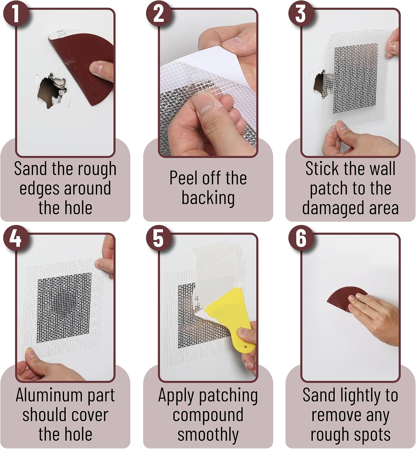 Bates- Drywall Repair Kit, 16 pcs, Aluminum Wall Repair Patch Kit | for Wall Hole Repair, Sanding and Patching