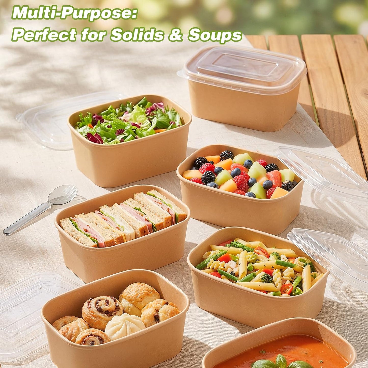 60 Packs 35oz Disposable Meal Prep Containers with Lids & Utensils | Leak-Proof Microwave/Freezer Safe Food Prep Container with Labels , Sturdy Kraft Paper Bowls for Meal Prep, Lunch & Leftovers