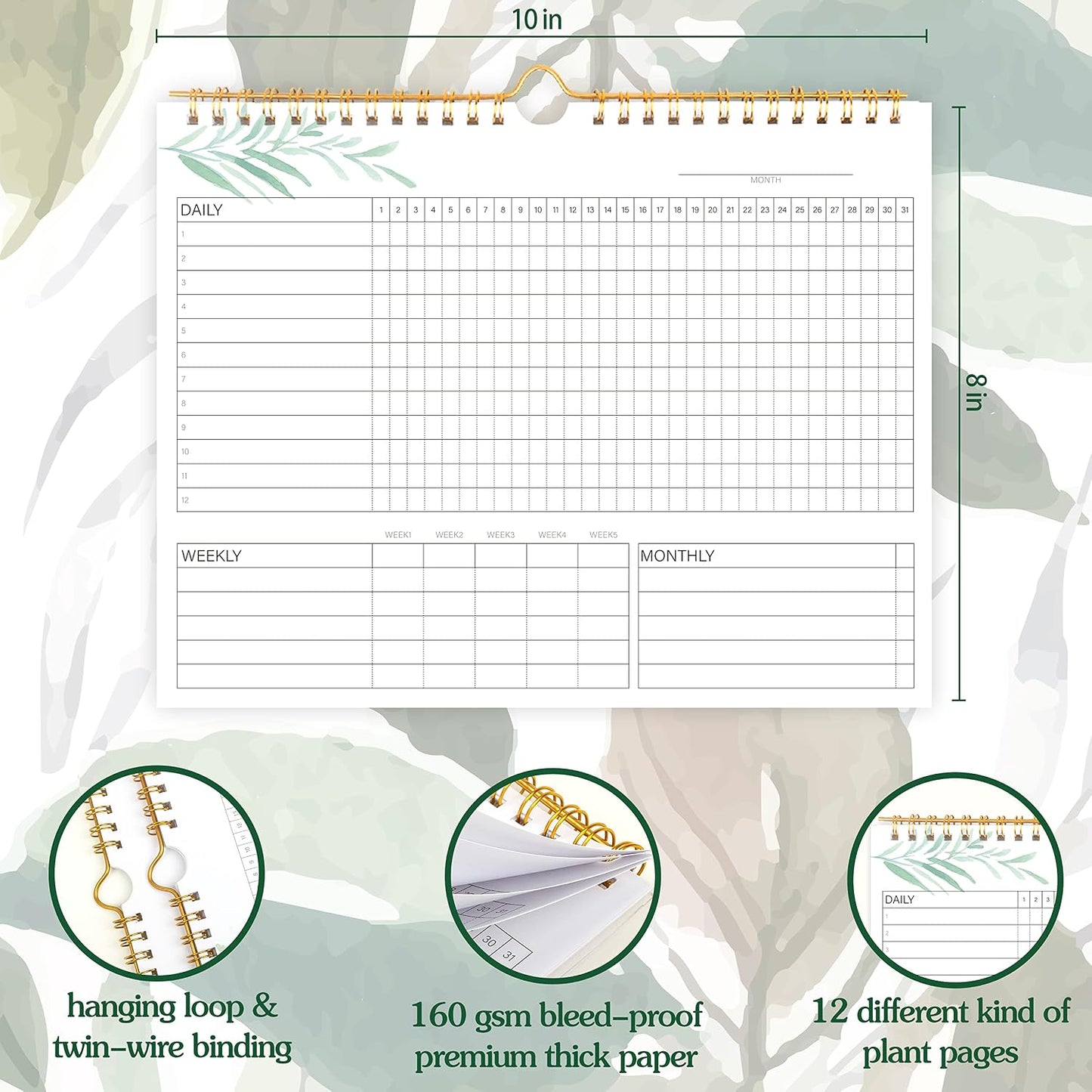 Habit Tracker Calendar- Daily, Weekly & Monthly Habit Tracker Journal | Undated, 12 Months, 7.9"x10", Writable, for Goal Setting, Boost Productivity, Workout Motivation & Self Care Tool
