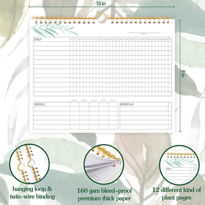 Habit Tracker Calendar- Daily, Weekly & Monthly Habit Tracker Journal | Undated, 12 Months, 7.9"x10", Writable, for Goal Setting, Boost Productivity, Workout Motivation & Self Care Tool
