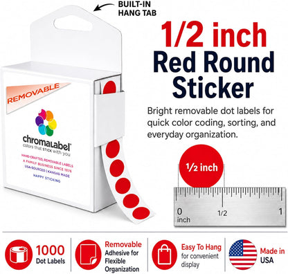 Removable Green Dot Stickers, 1/2 Inch, 1000/Box | Inventory Circle Labels with Removable Adhesive for Offices, Classrooms, Food Service, and Medical Settings. Made in USA