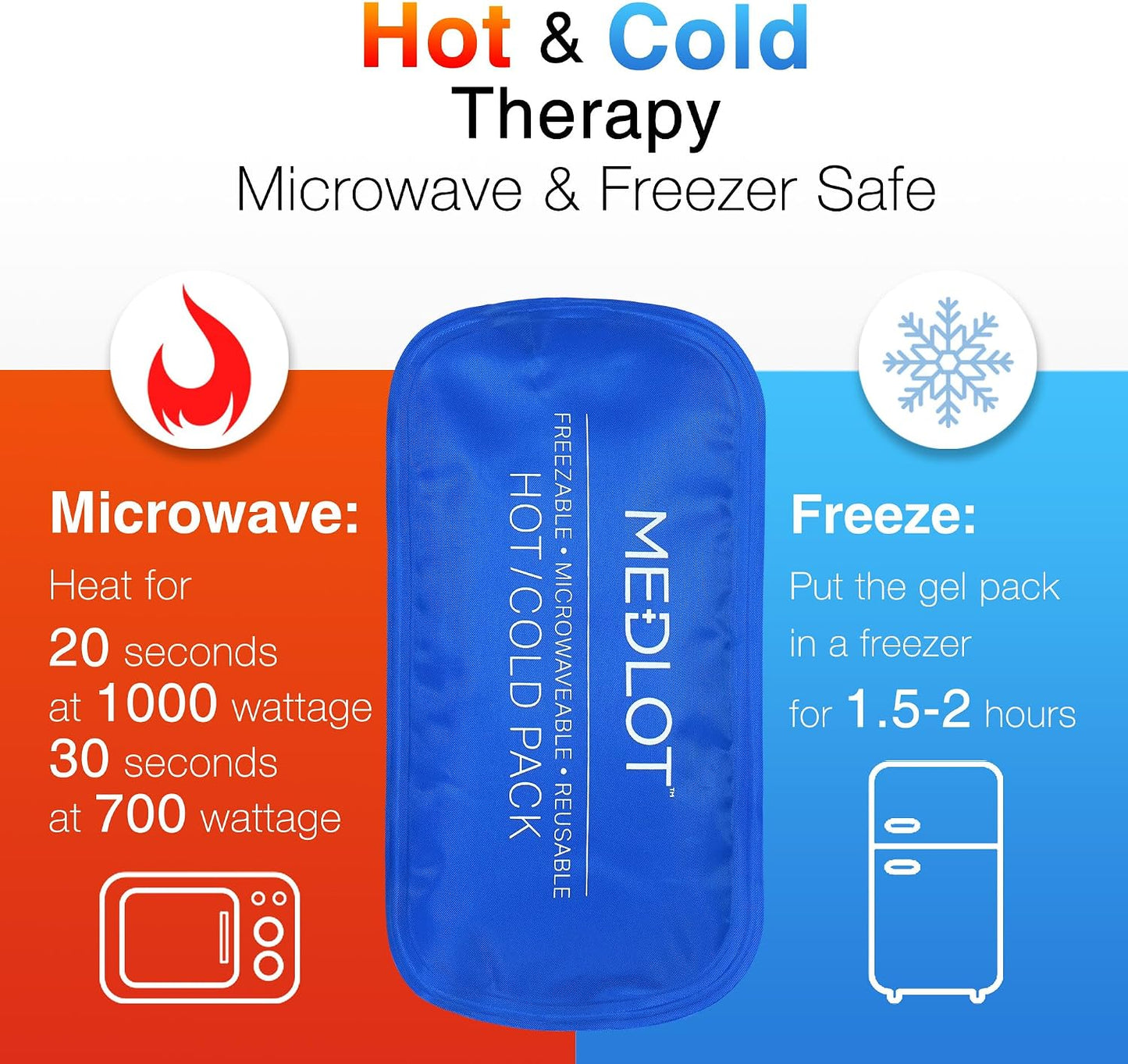 LotFancy Ice Pack for Injuries, Pack of 2, Reusable Hot Cold Pack for Therapy, Cooling or Heating Pad for First Aid, Back Shoulder Neck Head Feet Pain Relief, 11 x 5 Inches