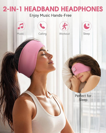 MUSICOZY Sleep Headphones Bluetooth Headband Headphones for Side Sleepers | Sleeping Headbands Wireless Sports Earphones Sweat Resistant Earbuds for Workout Running Cool Gadgets Unique Gifts for Women