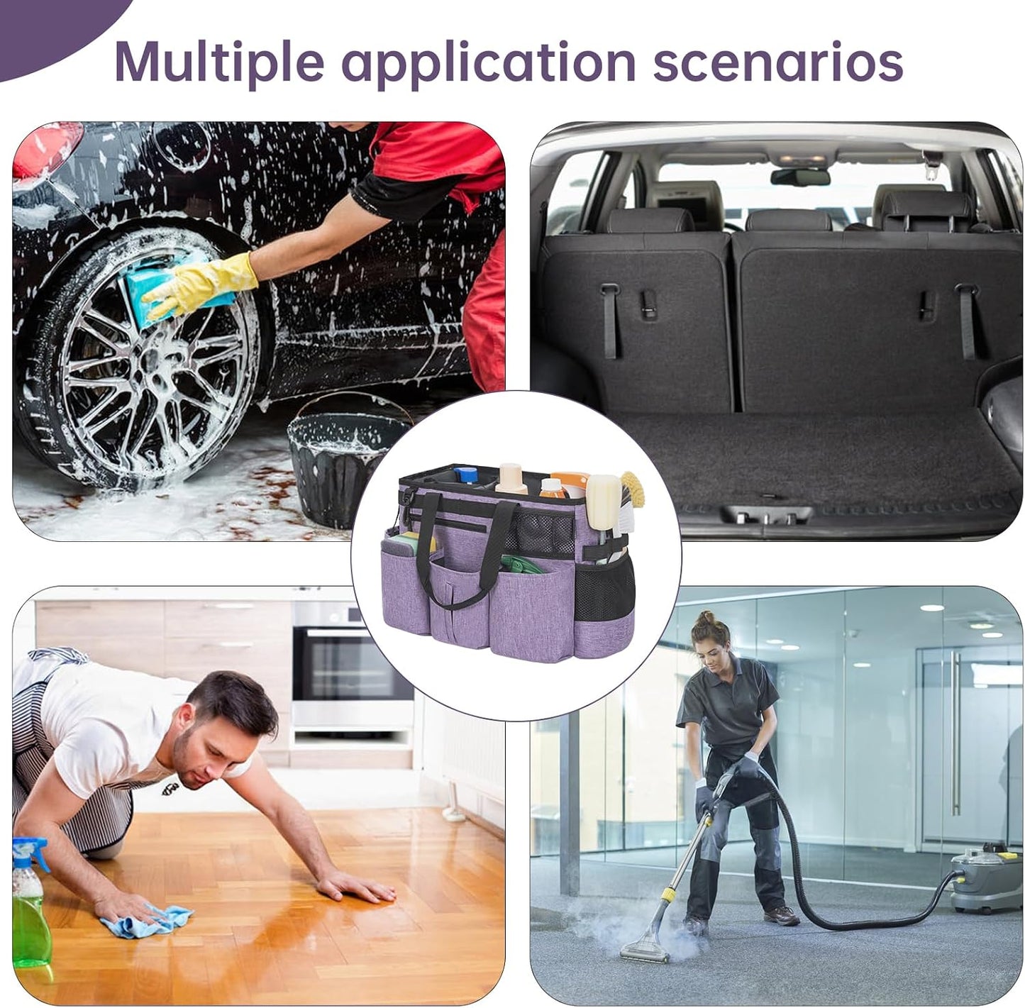 IBVIVIC Wearable Cleaning Caddy Bag for Cleaning Supplies, Black | Cleaning Organizer Tote Bag with Handle & Shoulder Straps Kitchen Cleaning Supplies Storage Bag for Cleaners & Housekeepers