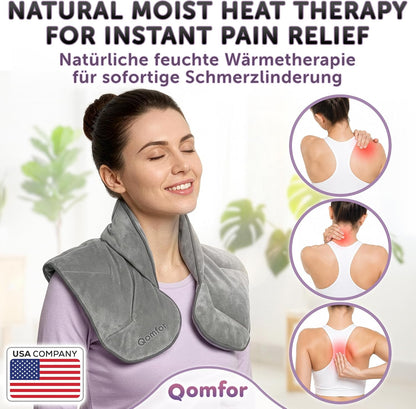 Qomfor - Microwavable Neck Wrap - Maroon Purple, Lavender Scent - Weighted Neck/Shoulder Wrap - Heating Pad - Hot/Cold Muscle Therapy, Stress Relief, Arthritis Pain, Soothing Comfort, Headache