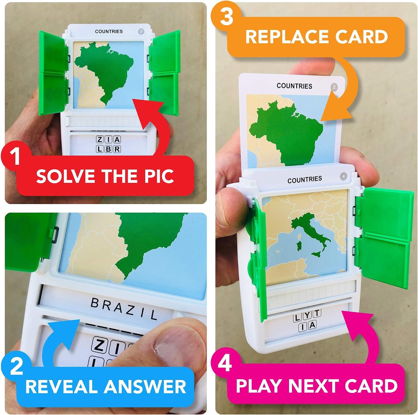 Logos Travel Game - Guess 100 Logos | Flash Cards with Slide Reveal Case | Card Game, Gift, Stocking Stuffer | Hours of Fun for Kids and Adults | Ages 6+