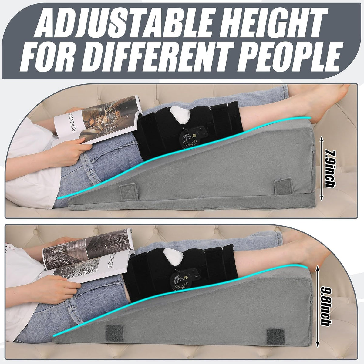 ROYALAY Leg Elevation Pillows for After Surgery, Adjustable Height Knee Surgery Recovery Equipment, Knee Replacement Recovery Aids for Hip Ankle Pain Relief Patent Pending