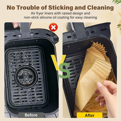 200pcs Air Fryer Liners Disposable, Air Fryer Liners, 8.7" Square Parchment Disposable Paper Liner for Air Fryer, Parchment Paper, Baking, Roasting and Microwave