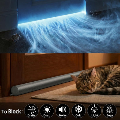 MAXTID Under Door Draft Stopper for Bottom of Doors 38" Black | Door Blocker Noise Reduce Light Cold Air Guard Breeze Sound Proof Door Sweep Door Seal Insulation Strip Gap Filler