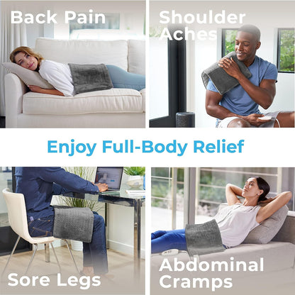Pure Enrichment PureRelief XL Heating Pad - 12" x 24" Electric Heating Pad for Back Pain & Cramps, 6 Heat Settings, FSA/HSA Eligible, Soft Machine Wash Fabric, Auto-Off & Moist Heat (Zen Green)