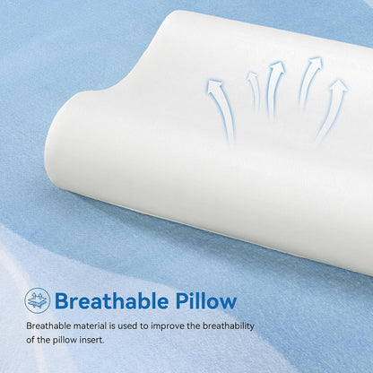 Contour Memory Foam Cervical Pillow for Neck Pain Relief, White | Orthopedic neck support | Standard size | side/back/stomach sleep | cervical alignment | two height choices | washable cover