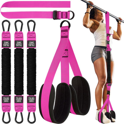 HPYGN Two Foots Pull Up Assistance Bands, Heavy Duty Resistance Band for Pull Up Bar, Adjustable Weight/Size with Fabric Feet/Knee Rest, Bands for Pull Up Assist for Strength Training, Pull Up