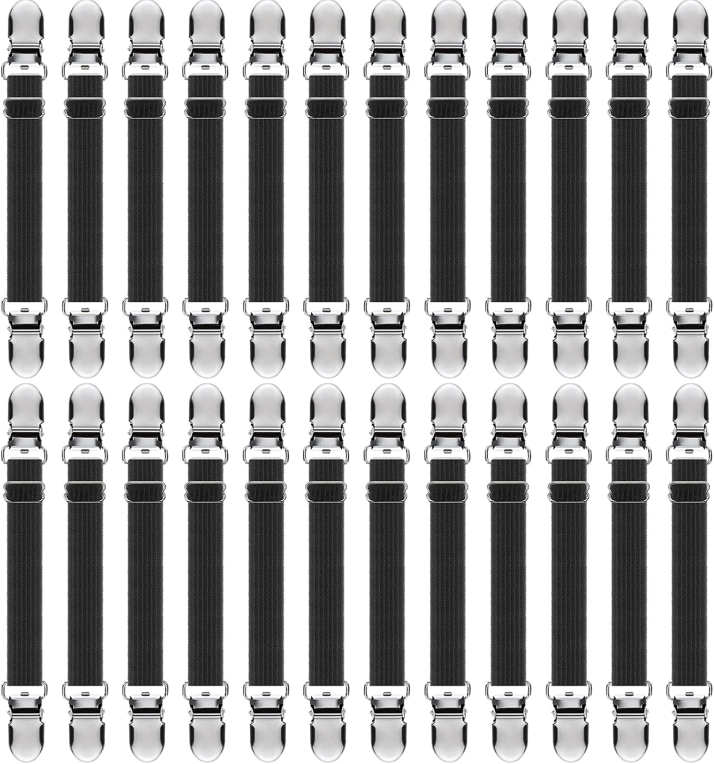 Boao 24 Pcs Bed Sheet Clips Straps Heavy Duty Adjustable Fasteners Elastic Fitted Bed Holder Mattress Corner Sheet Fasteners for Home Room Couch Supplies(White,8-12inch)